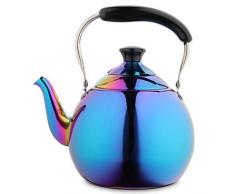 AMOMGard Pfeifkessel für Induktion Gas Edelstahl Tee Kessel Teekanne Wasserkessel mit Pfeifton für Elektroherd Keramikherd für Tee Kaffee 2 L Regenbogen/Mehrfarbig