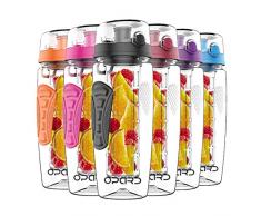 Opard Trinkflasche mit Früchtebehälter 946ml Wasserflasche mit fruchteinsatz Infuser Sports Water Bottle Tritan BPA-Frei Flasche mit Rezept und Pinsel