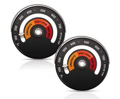Magnetisch Spitze Thermometer Holz Ofen Thermometer Herd Kamin Rauchrohr Thermometer Herd Temperatur Messer zur Vermeidung von Überhitzungsschäden Herdlüfter (2 Stück)