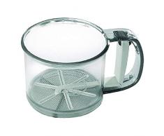 Dr. Oetker Einhand-Mehlsieb, Handsieb für Mehl und Zucker, sichere Bedienung mit nur einer Hand, zum feinen Bestäuben und Bestreuen, Funktionsteil aus Edelstahl, (Farbe: grau), Menge: 1 Stück