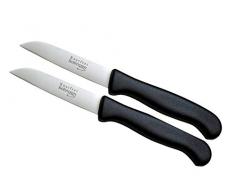 Solingen 2er Messer-Set gerade Gemüsemesser scharf Küchenmesser Schälmesser Allzweckmesser rostfrei 3 Handabzug Dünnschliff - spülmaschinengeeignet (2, 3 - gerade)