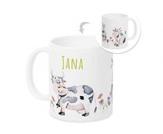 GRAZDesign Tasse mit Namen Kinder, personalisiertes Geschenk Weihnachten Geburtstag, als Geschenkidee, Kindertasse Becher, lustige Kühe