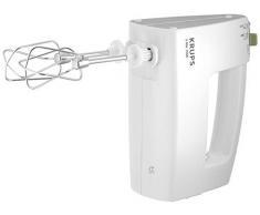 KRUPS 3 MIX 7000 Handmixer F6081 (500W, ergonomischer Griff des Mixers, stufenloser Geschwindigkeitsregler + Turbo- & Auswurftaste, Schneebesen & Knethacken aus Edelstahl, bis zu 1kg Brotteig) Weiß
