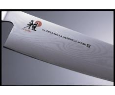 MIYABI 7000D Santoku Messer, 18 cm Klinge, CMV60 Stahl, Damast Design, 65 Lagen, traditioneller D-Griff, Micarta, Edelstahl