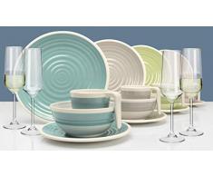 Moritz Harmonie Design Tafelgeschirr aus Melamin Campinggeschirr Geschirr 20-teilig mit Champagnergläsern für 4 Personen (Design/Set wählbar) Picknickgeschirr (4 Personen mit Champagnergläser)