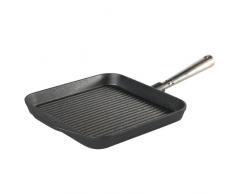 Skeppshult Gusseisen Grillpfanne eckig Edelstahlgriff 25x25cm, für alle Herdarten geeignet (auch Induktion)