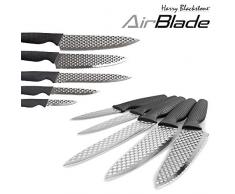 Harry Blackstone Airblade - 10 teiliges Messer-Set - Anti-Haft-Klinge mit Rhombenstruktur, Universalmesser, Filetiermesser, Chefmesser, Schinkenmesser, Gemüsemesser | Das Original aus dem TV
