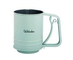 Webake Mehlsieb Edelstahl Einhand Puderzucker Sieb Küchensieb Flour Sifter Einhandsieb für Mehl und Zucker - Grün