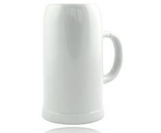 Steinzeug Biekrug 1,0l, Klassischer Bierkrug ohne Dekoration, Weiß, Steingut, Perfekte Geschenkidee für Sammler Ø 19 cm