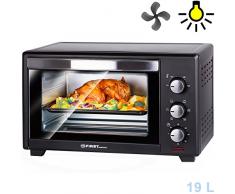 TZS First Austria - 19 Liter Minibackofen mit Krümelblech | 1380 Watt | Innenbeleuchtung | Umluft | Mini Pizza-Ofen | Doppelglastür | Timer | Backofen | Mini Backofen | Pizzaofen