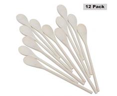 BELLE VOUS Küche Kochlöffel Holz (12 Stück) - 30,5x4cm Unlackierte Große Holz Kochlöffel, Küchenhelfer, Küchenutensilien, Löffel zum Mischen, Backen, Rühren, Servieren Mehrzweck Holzlöffel
