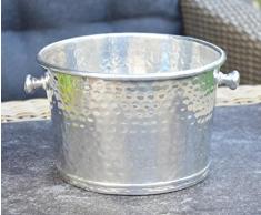 Michael Noll Champagnerkühler, Champagnerschale, Weinkühler, Sektkühler, Flaschenkühler, Aluminium, Silber, Hammerschlag, 28 cm