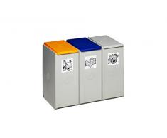 Resorti Wertstoffsammler Karat 60 Liter Deckel und Klemmring in 4 Größen erhältlicher Abfallbehälter Abfalleimer Abfalltrenner Mülleimer (3er)