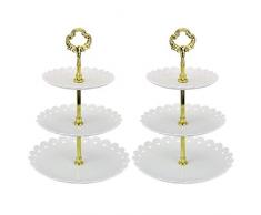 TANCUDER Obstteller(22/18/15) 3-Stöckig Etagere Kunststoffstange Mittellochausstech für Hochzeitstorte Tortenständer Tortenhalter Torten (golden)