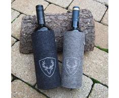 zigbaxx Weinkühler/Flaschenkühler PLATZHIRSCH, dekorative Flaschen-Hülle/Kühl-Manschette für Wein- und Sektflaschen aus 100% Woll-Filz mit Hirsch aus Strass & Studs - Geschenk Weihnachten Jäger