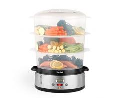 VonShef Dampfgarer 800W Digital 60-Minuten Timer mit 3 Behältern – Zur gesunden Zubereitung von Fisch, Fleisch, Gemüse – BPA-frei – Inklusive Reisschale