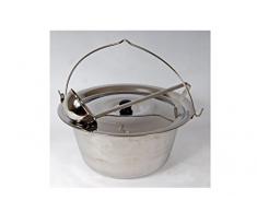 Unbekannt Set Edelstahltopf Gulaschkessel 10 Liter Emaille + Deckel + Schöpflöffel Suppentopf Hordentopf