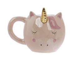 Close Up Süßer außergewöhnlicher 3D Einhorn Kaffeebecher - XXL 320 ml - Keramik Tasse - Kawaii - rosa/pink - goldenes Horn