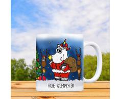 Honeycorns Kaffeebecher mit Einhorn Weihnachtsmann Motiv und Spruch: Frohe Weihnachten Tasse Kaffeetasse Becher mug Teetasse Büro Auch Einhörner feiern Weihnachten wie dieses Motiv eindeutig
