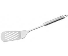 Fackelmann Schlitzwender 33 cm OVALGRIFF, praktischer Pfannenwender aus Edelstahl mit ergonomischem Griff, Küchenhelfer zum Kochen (Farbe: Silber), Menge: 1 Stück