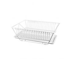 Dish Drainers Geschirrabtropfkorb Abtropfgitter Geschirrständer Mit Kunststoffüberzug - Geschirrkorb Abtropfgestell Für Teller Und Besteck - Küchenhelfer,Weiß