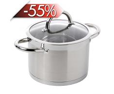 ProCook Professional Stainless Steel - Fleischtopf mit Deckel - Kochtopf - Induktion - 20 cm - 4,4 l - Edelstahl Topf - CoolTouch Griffe - induktionsgeeignet