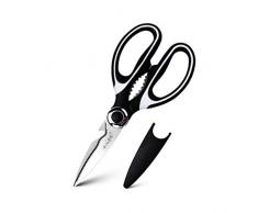 Hochleistungs-Küchenschere Super Sharp Vielzweck-Schere aus rostfreiem Stahl mit scharfer Klinge Fleisch Geflügel Gemüse Fischnuss Weinflaschenverschluss ( Color : Black/White , Size : 20.5cm )