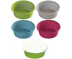 Cajou 3 er Pack Futterschale mit Oder Ohne Deckel für Pferde Hunde Oder Salatschüssel (Rose, mit Deckel)