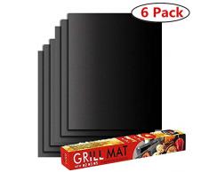 YOWAO BBQ Grillmatten, Nichthaftende Ofenauskleidung Kochmatten – Leicht zu reinigen, langlebig, hitzebeständig, Grillplatten zum Grillen von Fleisch (Packung mit 6 Matten)