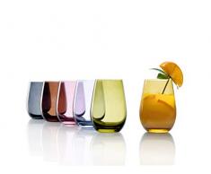 Stölzle Lausitz Mediterraner Mix, Serie Elements Kids, 335 ml, 6er Set Wassergläser, Saftgläser, jeweils 1x Bernstein, Flieder, Blaugrau, Rauchgrau, Braun, Oliv, spülmaschinenfest