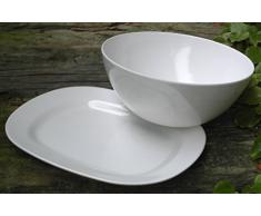 Melaminset Fleischplatte 31x25x3 +Salatschüssel 3 Liter Rein- Weiß