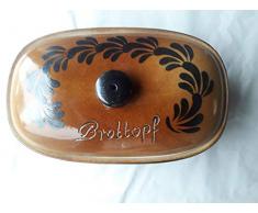 hochwertiger Brottopf aus Steinzeug in aufwendiger Handarbeit hergestellt Dekor braun-blau