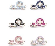 Mokkatassen Set 12 tlg für 6 Pers. | Bunt | 6 Espressotassen 6 Untertassen