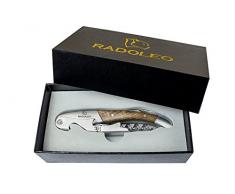RADOLEO® Kellnermesser - Premium Korkenzieher | Profi Sommeliermesser (Weinöffner) hochwertige Edelstahl & Holz-Materialien | edle Geschenk-Verpackung (GMELIA)…