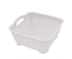 Bverionant Küche Sieb Korb Kunststoff Abtropfsieb Siebschüssel für Obst Gemüse Plastik Obstschale Küchenseiher Korb Ablassen Weiß L