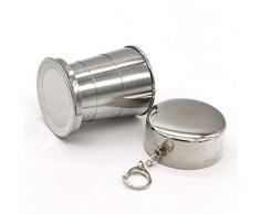 TOMMY LAMBERT Folding Tasse Edelstahl Outdoor Tragbar Teleskop Becher Skalierbar Wasser Behälter Cup mit Schlüsselanhänger Im Freien Reisen Camping Wandern