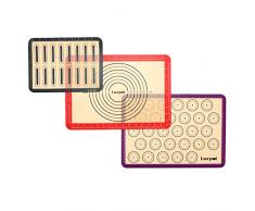Lazymi Antihafte Backmatte Silikon mit Messung 42x30cm für Macaron/Kuchen/Brot/Pizza Matte [3 Stück] Backunterlage.Silikonmatte, Backpapier, Backfolie, Ausrollmatte, Teigmatte, Tischset, BPA Frei