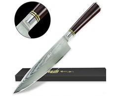 UK-S-Art Hochwertiges Damastmesser 20 cm Profi Chef-Messer Küchenmesser, Kompromisslos Scharf, 67 Lagen Japanischer VG-10 Edelstahl, Rockwellhärte 60±2 HRC mit Elegantem Griff aus Wertvollem Ebenholz