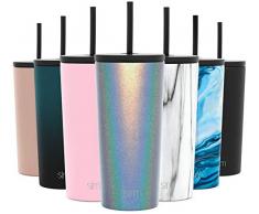 Simple Modern 590mL Classic Thermobecher mit Stroh und Klappdeckel - Kaffeebecher to go Thermoskanne Trinkflasche Edelstahl vakuumisoliert Tasse für Kaffee oder Bier Thermosflasche Blauer Mondstein