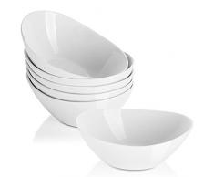 Lifver 450ml Porzellan Suppenteller, Salatschüssel Set, Weiß, 6er Set