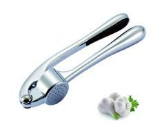 HERUIO Knoblauchpresse Knoblauch Crusher, Crush Knoblauch & Ingwer mit Leichtigkeit (Peel On), Zinklegierung Kleine Küchenutensilien Gadgets, Super pflegeleicht, Rostfrei (Silber)