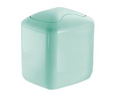 mDesign Tischmülleimer aus robustem Kunststoff – kompakter Abfalleimer für Bad, Wohnzimmer und Küche mit praktischem Schwingdeckel und 2,7 Liter Fassungsvermögen – mintgrün
