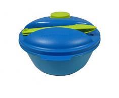 TUPPERWARE To Go Salat&Go 1,5L blau limette A157 Salat & Go mit Besteck Picknick 7030