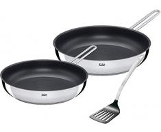Silit Toskana Pfannenset, 3-teilig, Bratpfanne beschichtet 20, 28 cm, Pfannenwender, Edelstahl beschichtet, Induktion, backofengeeignet, PFOA frei