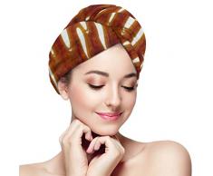 XBFHG Mikrofaser-Haartuchwickel für FrauenSchnelle trockene Haarkappe mit Knopf - Spritzer und verschütteter süßer Teriyaki-Saucenlöffel Flat Lay Top