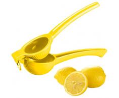 Rosenstein & Söhne Zitronenpresse: Manuelle Zitrus- und Saftpresse aus Metall für Zitronen, Ø 7 cm, gelb (Handzitronenpresse)