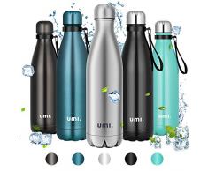UMI. by Amazon - Trinkflasche Edelstahl, 750ml Vakuum Isolierte Thermosflasche, BPA Frei Wasserflasche Auslaufsicher, SportFlasche für Sport, Outdoor, Büro, Schule, Edelstahl