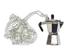 Miniblings Espresso Kanne Kette Halskette 45cm Mokkakanne Kaffee Italien Silber