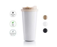 BOHORIA® Premium Edelstahl Kaffee-to-Go-Becher – Isolierbecher – Thermo-Becher – Doppelwandig & Vakuumisoliert - 500 ml – Reise-Becher Kaffee und Tee zum Mitnehmen – Autobecher Travel Mug (Mug White)
