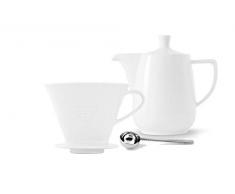 Friesland Kaffeefilter 1x4 1 Loch Porzellan Weiss + Kaffeekanne 1,0L + Kaffeemaßlöffel